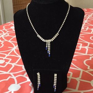 Rhinestone necklace and earrings